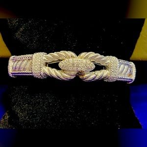 NWOT Judith Ripka Sterling Collection Cinched Rope Hinged Cuff Bracelet